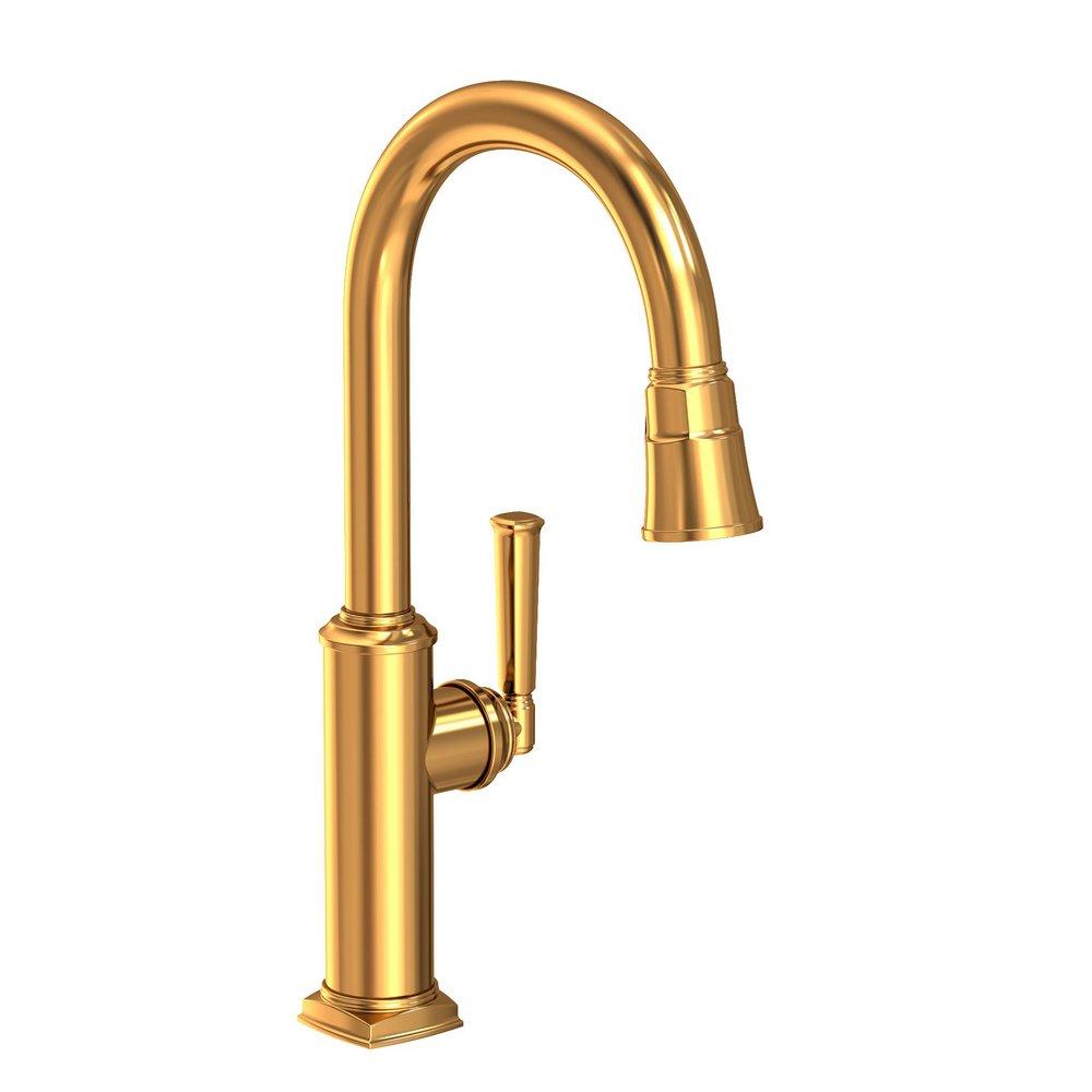 Newport Brass Aged Brass Single Handle Pull Down Kitchen Faucet 