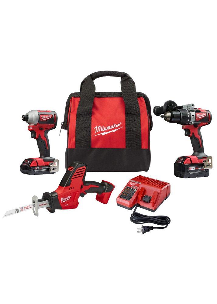Milwaukee&reg; Red Cordless 2 Tool Brushless Combo Kit with Handsaw 