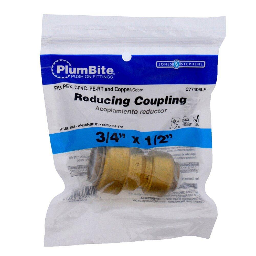 Jones Stephens Rough Brass Push 200 psi Reducing Brass Coupling 