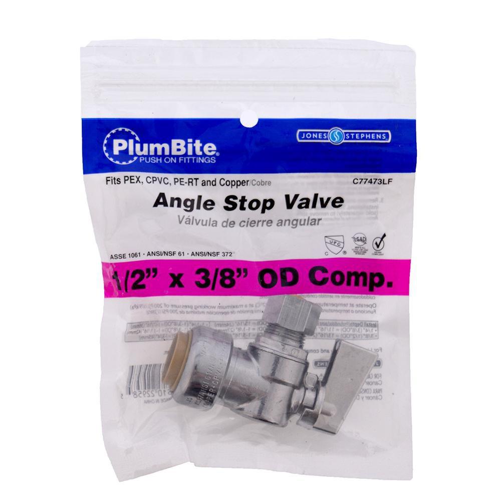 Jones Stephens Chrome Plated Push x Compression Angle Supply Stop Valve in Chrome 