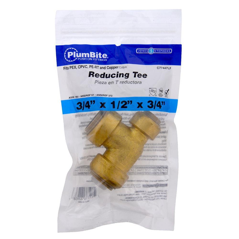 Jones Stephens Rough Brass Push On Reducing Tee 