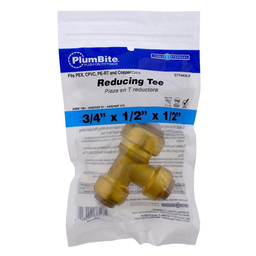 Jones Stephens Rough Brass Push On Reducing Tee 