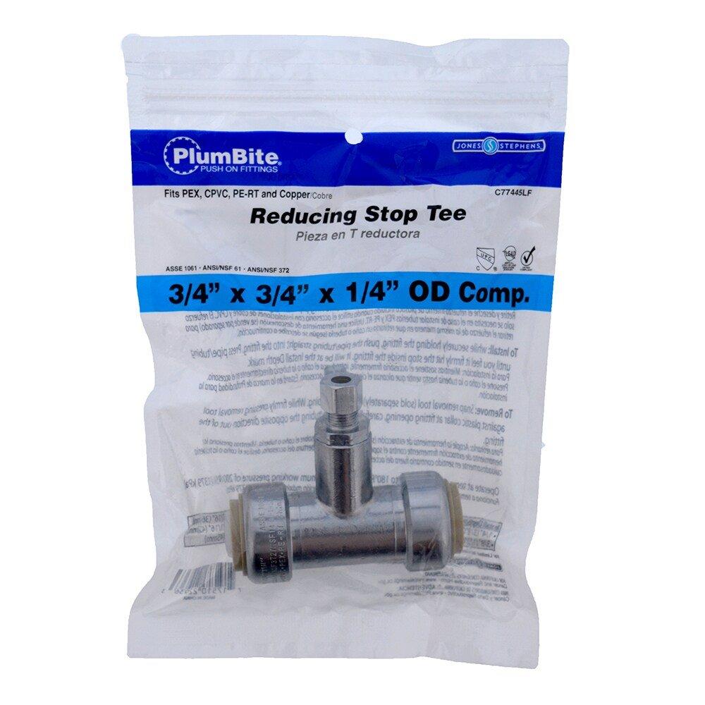 Jones Stephens Chrome Plated Push 200 psi Reducing Brass Compression Tee 