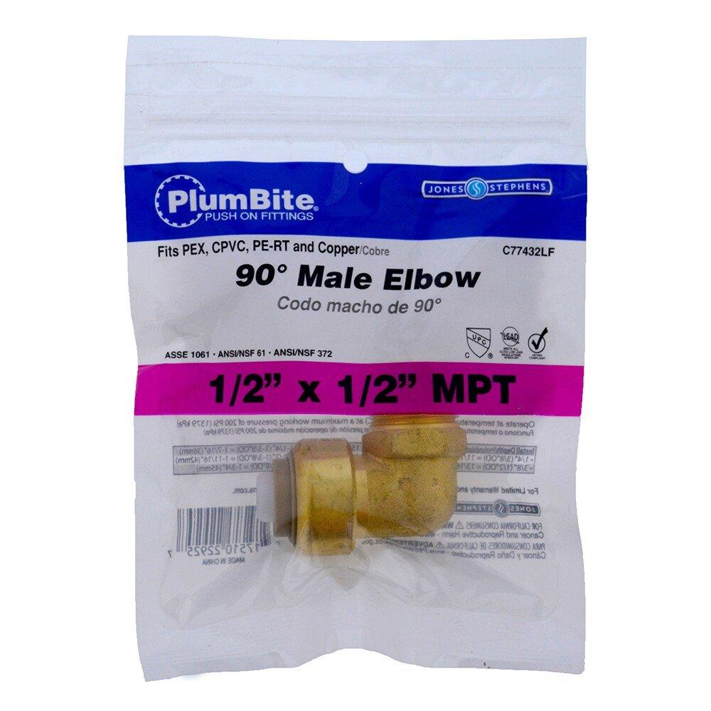 Jones Stephens Rough Brass Push 200 psi Brass 90 Degree Elbow Adapter 