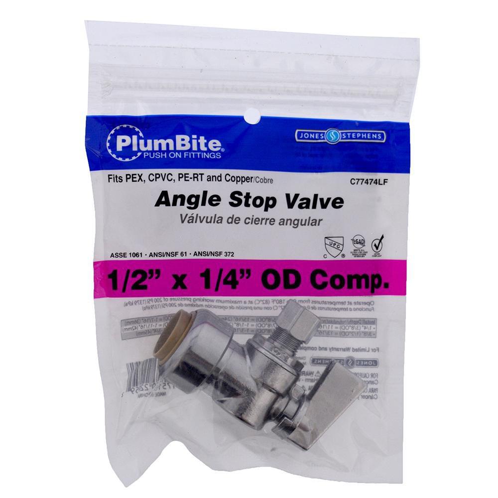 Jones Stephens Chrome Plated Push x Compression Angle Supply Stop Valve in Chrome 