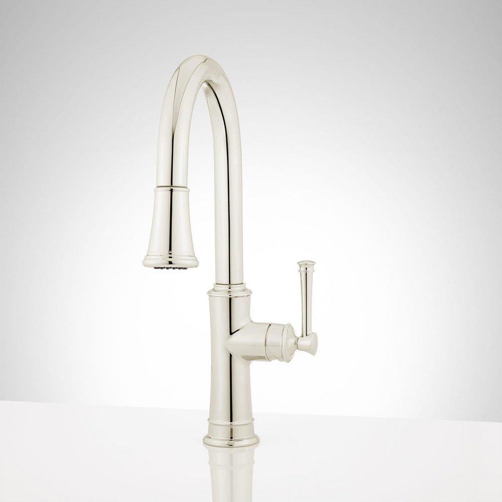 Signature Hardware Polished Nickel Single Handle Pull Down Pull Out Kitchen Faucet 