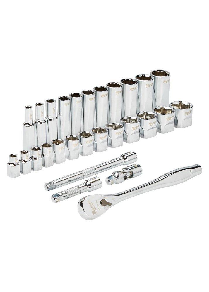 Milwaukee&reg; Silver Ratchet & Socket Set 1 Piece 