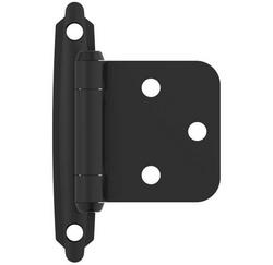 Self Close Face Mount Variable Overlay Hinge (Pair) in Flat Black