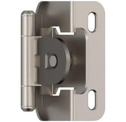 1/2 in. Single Demountable Partial Wrap Overlay Hinge (Pair) in Satin Nickel