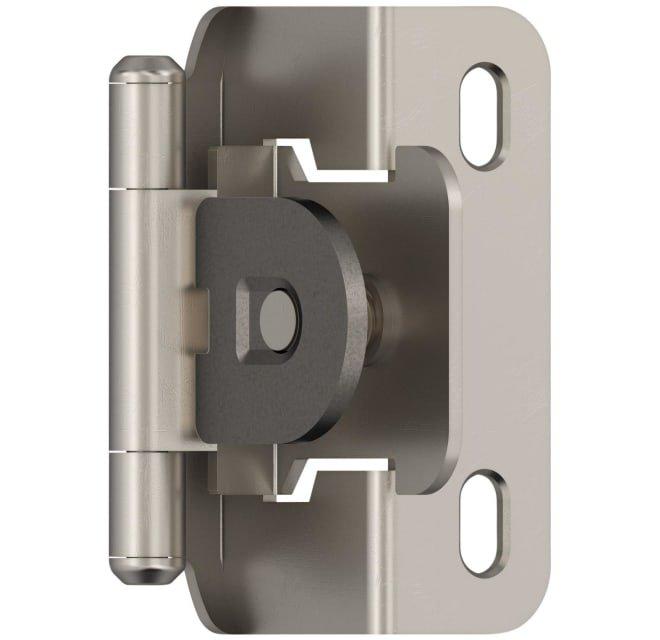 Amerock Satin Nickel 1/2 in. Single Demountable Partial Wrap Overlay Hinge (Pair) 