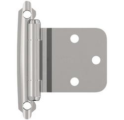 Self Close Face Mount Variable Overlay Reverse Bevel Hinge (Pair) in Polished Chrome