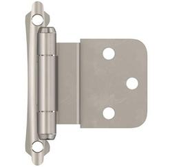 3/8 in. Self Close Face Mount Inset Hinge (Pair) in Satin Nickel