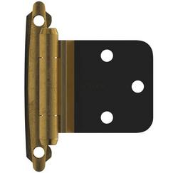 Self Close Face Mount Variable Overlay Reverse Bevel Hinge (Pair) in Antique Brass