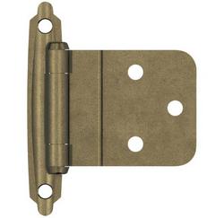 3/8 in. Self Close Face Mount Inset Hinge (Pair) in Burnished Brass