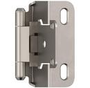 1/2 in. Self Close Partial Wrap Overlay Hinge (Pair) in Satin Nickel
