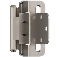 3/8 in. Self Close Partial Wrap Inset Hinge (Pair) in Satin Nickel
