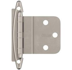 3/8 in. Non Self Close Face Mount Inset Hinge (Pair) in Satin Nickel