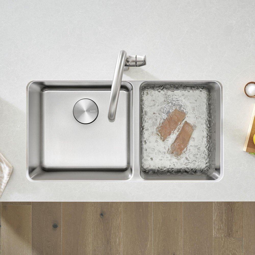 BLANCO Stainless Steel 33 x 18 in. No Hole Double Bowl Undermount Kitchen Sink 