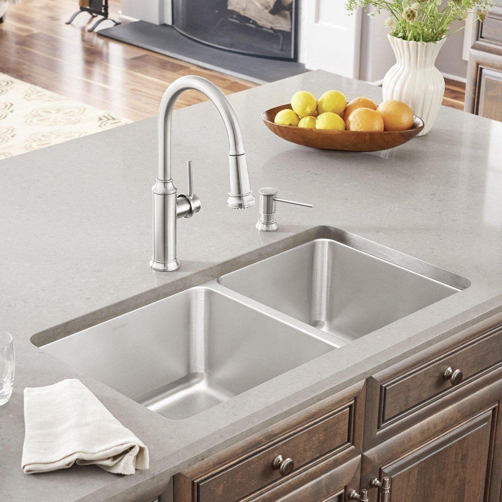 BLANCO Stainless Steel 33 x 18 in. No Hole Double Bowl Undermount Kitchen Sink 