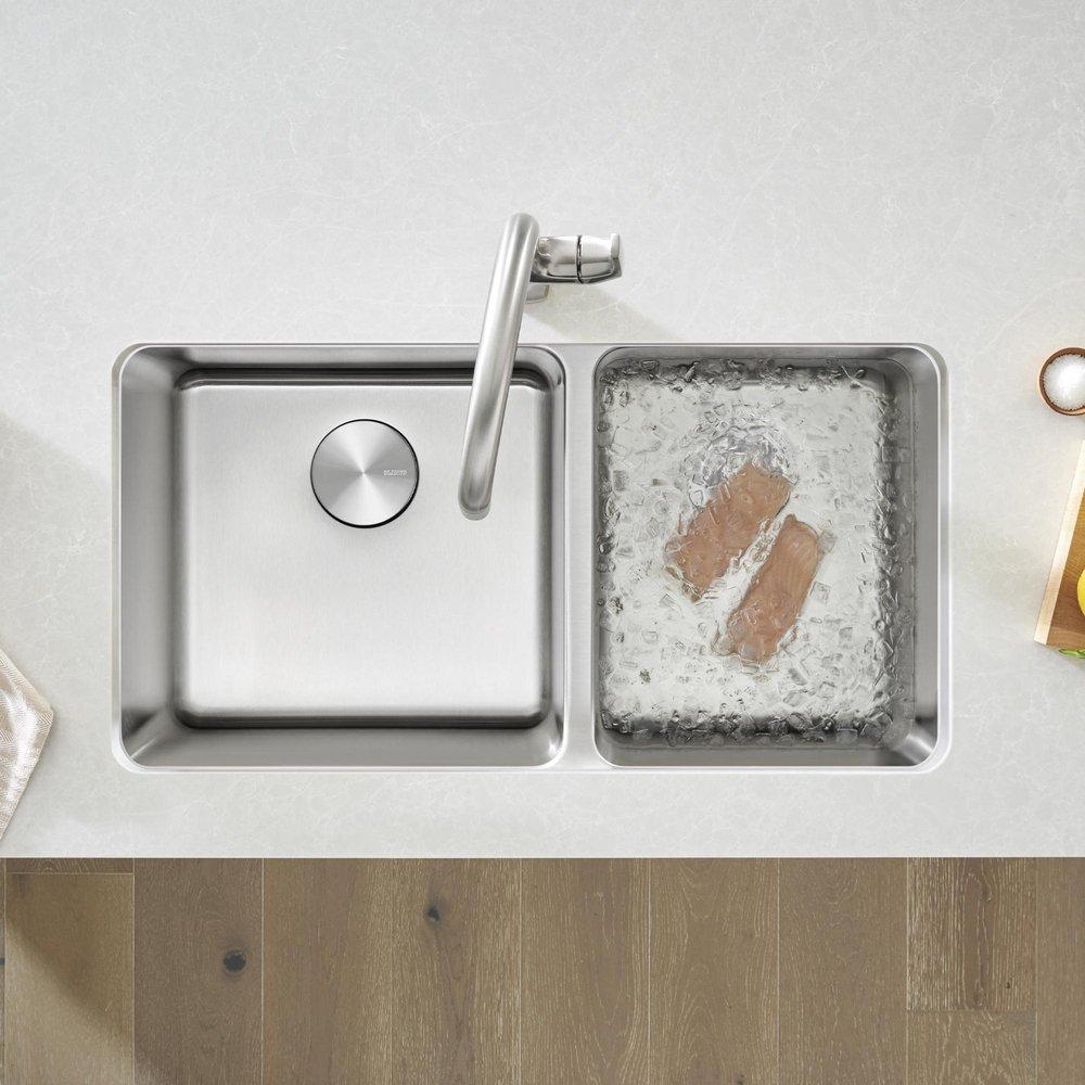 BLANCO Stainless Steel 33 x 18 in. No Hole Double Bowl Undermount Kitchen Sink 