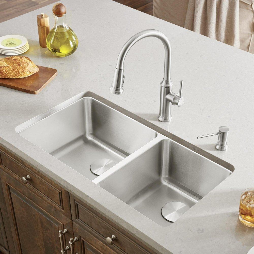 BLANCO Stainless Steel 33 x 18 in. No Hole Double Bowl Undermount Kitchen Sink 