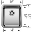 BLANCO Stainless Steel 16 x 18 in. Undermount Bar Sink 