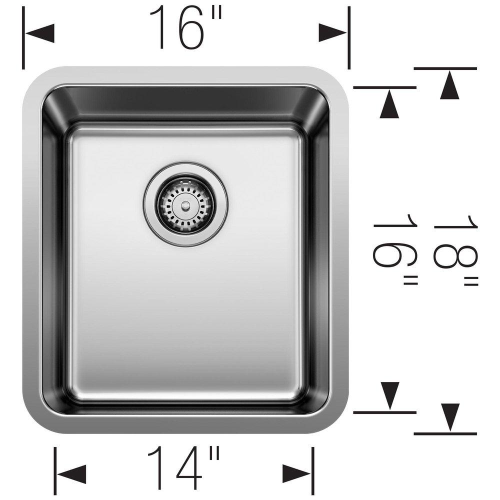 BLANCO Stainless Steel 16 x 18 in. Undermount Bar Sink 