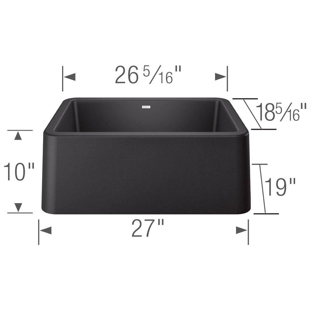 BLANCO Anthracite 27 x 19 in. Composite Single Bowl Farmhouse Kitchen Sink 