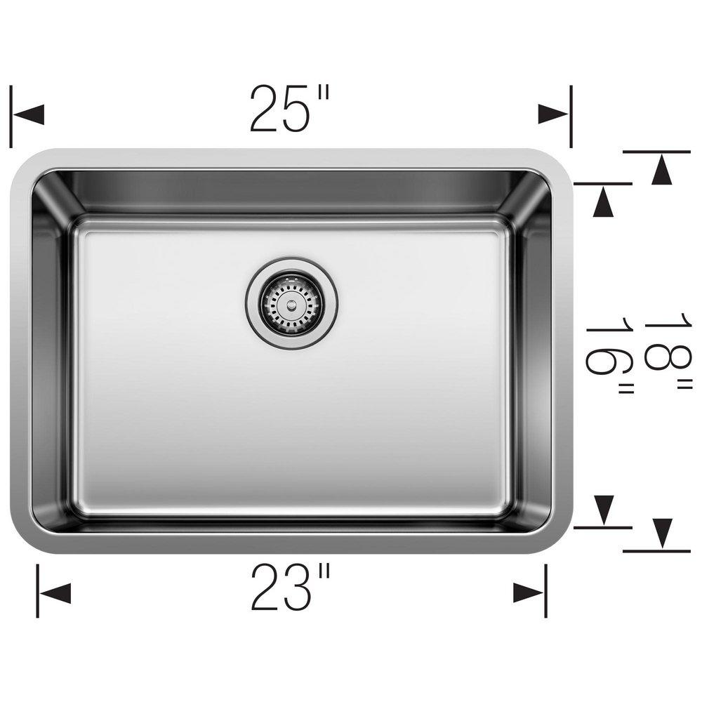 BLANCO Stainless Steel 25 x 18 in. No Hole Single Bowl Undermount Kitchen Sink 