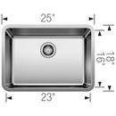 BLANCO Stainless Steel 25 x 18 in. No Hole Single Bowl Undermount Kitchen Sink 