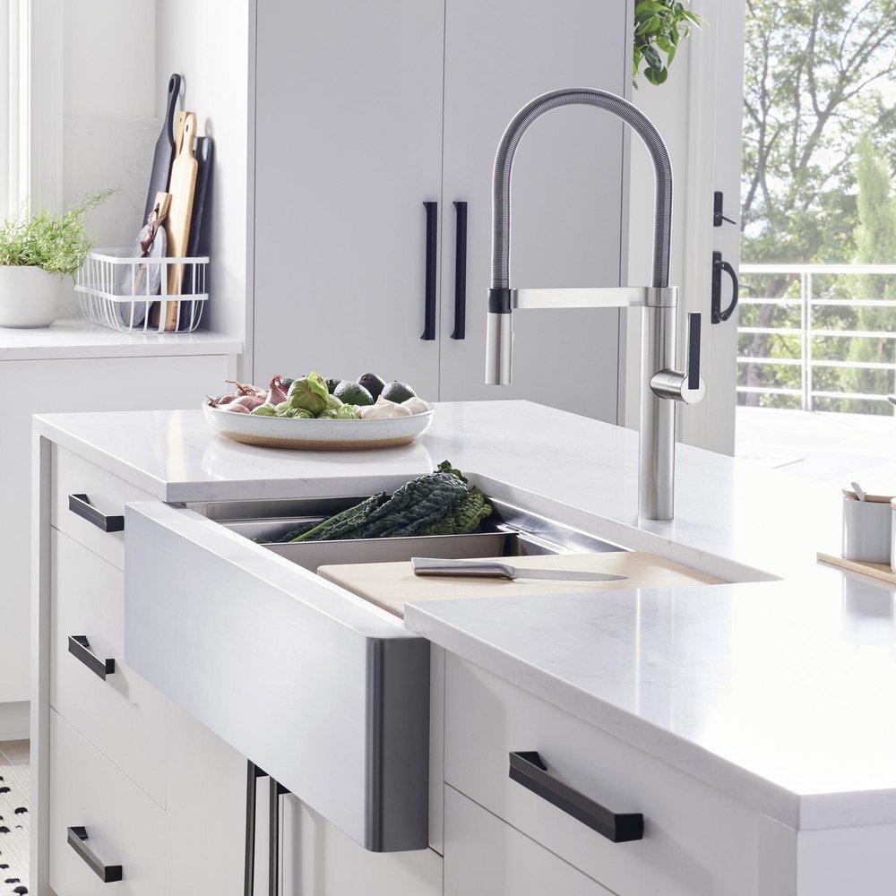BLANCO Satin Stainless Steel 33 x 20-1/2 in. Stainless Steel Single Bowl Farmhouse Kitchen Sink 