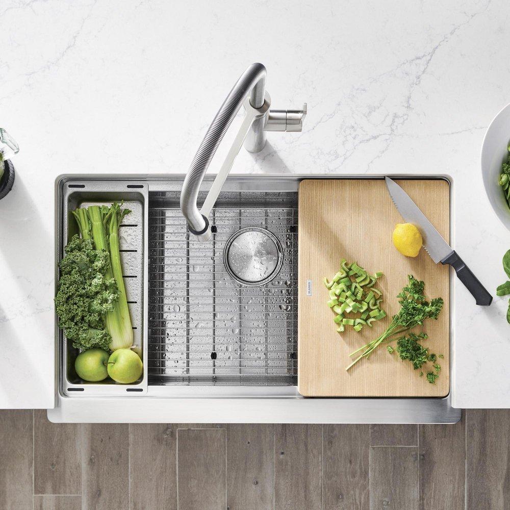 BLANCO Satin Stainless Steel 33 x 20-1/2 in. Stainless Steel Single Bowl Farmhouse Kitchen Sink 