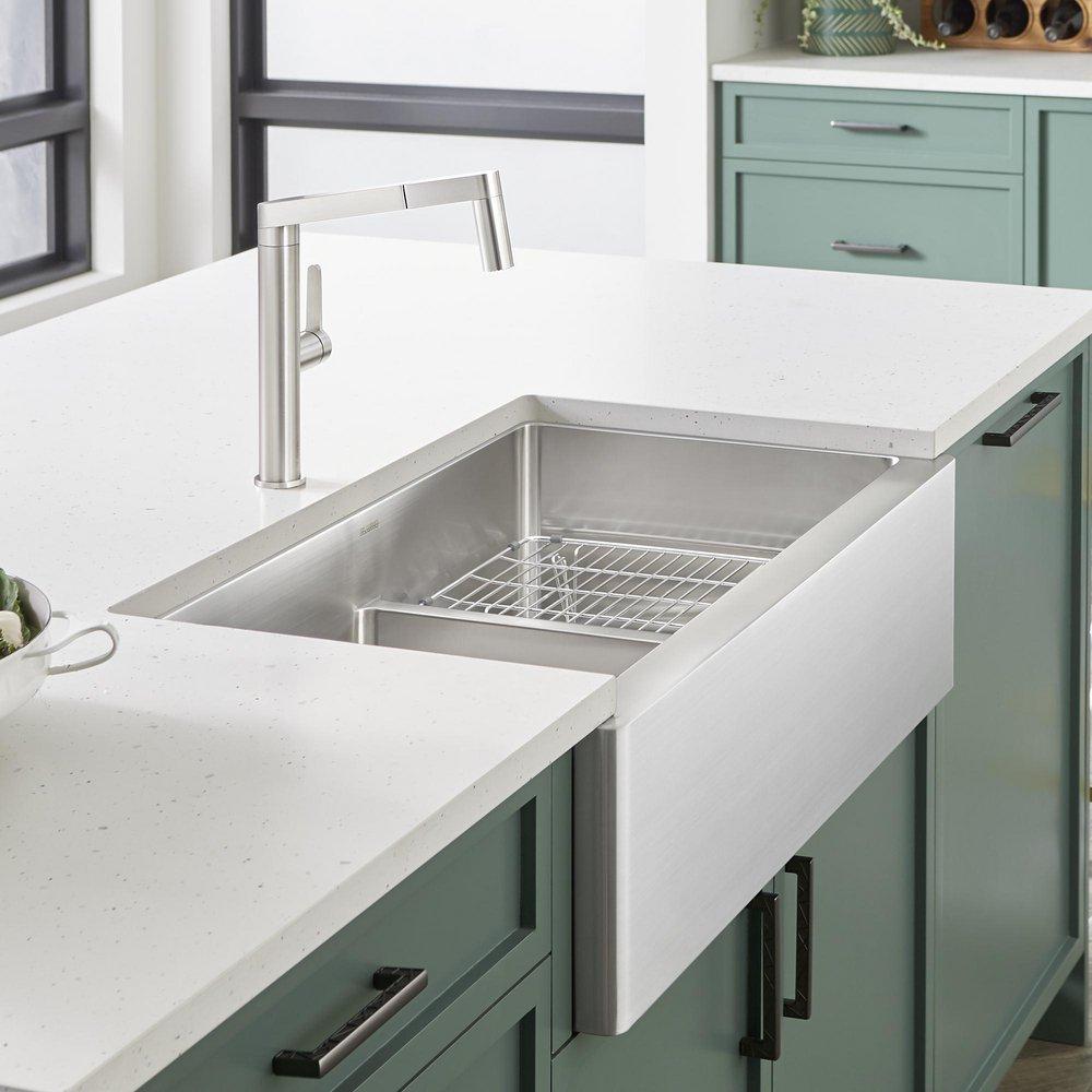 BLANCO Stainless Steel 33 x 19 in. Stainless Steel Double Bowl Farmhouse Kitchen Sink 