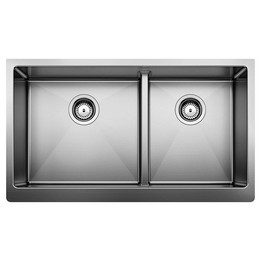 BLANCO Stainless Steel 33 x 19 in. Stainless Steel Double Bowl Farmhouse Kitchen Sink 