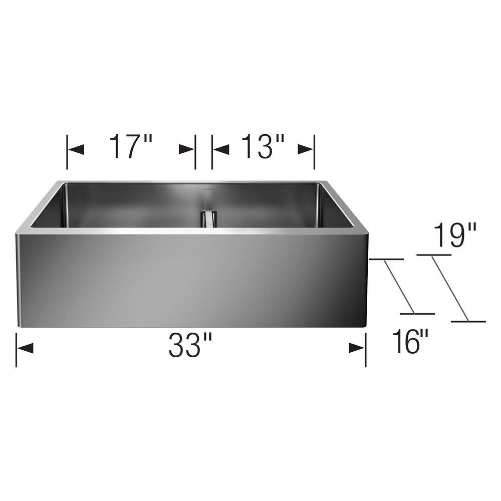BLANCO Stainless Steel 33 x 19 in. Stainless Steel Double Bowl Farmhouse Kitchen Sink 