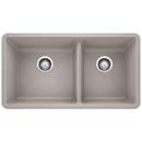 33 x 18 in. No Hole Composite Double Bowl Undermount Kitchen Sink in Concrete Grey