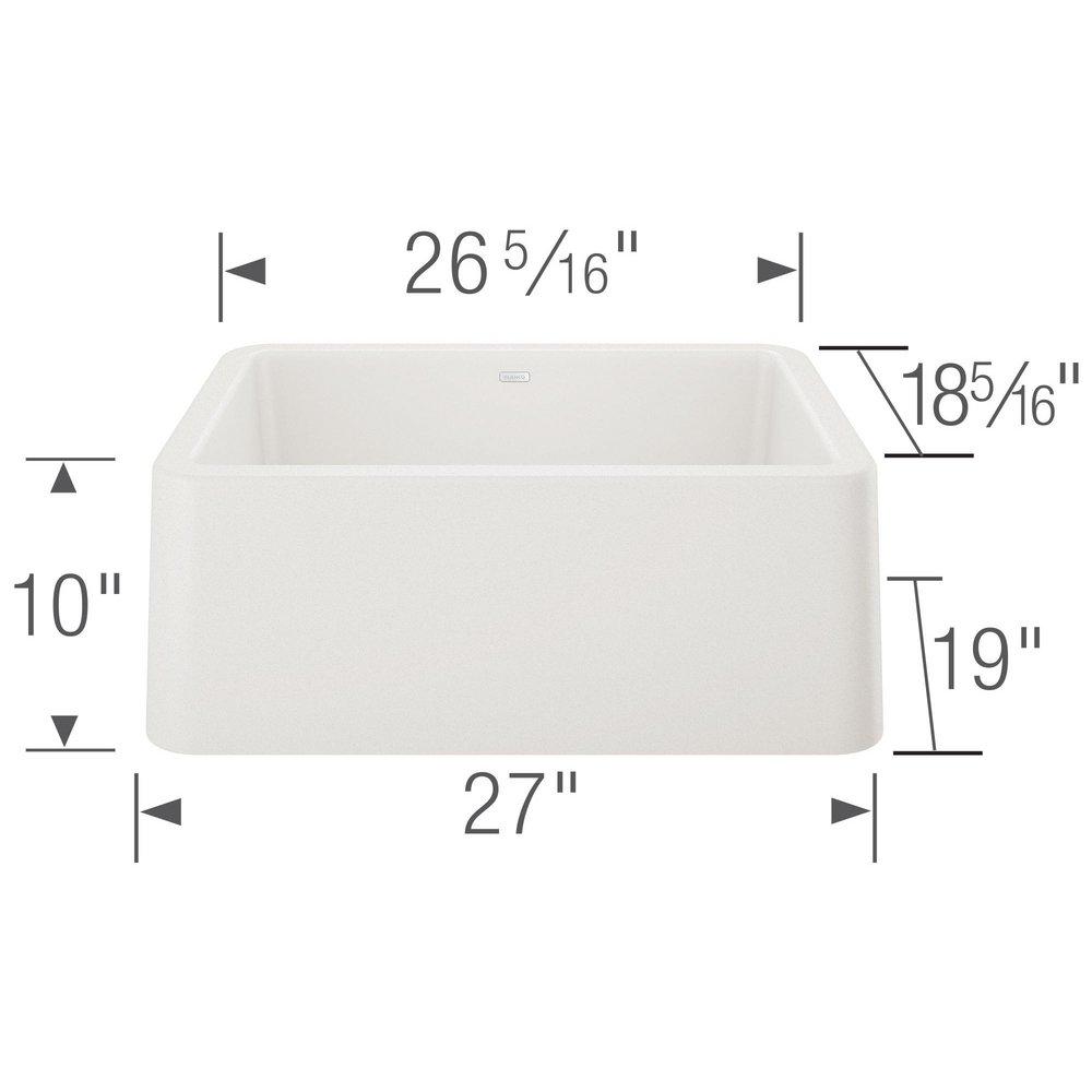 BLANCO White 27 x 19 in. Composite Single Bowl Farmhouse Kitchen Sink 