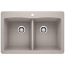 33 x 22 in. 1 Hole Composite Double Bowl Dual Mount Kitchen Sink in Concrete Grey