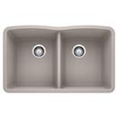 32 x 19-1/4 in. No Hole Composite Double Bowl Undermount Kitchen Sink in Concrete Grey