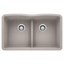 32 x 19-1/4 in. No Hole Composite Double Bowl Undermount Kitchen Sink in Concrete Grey