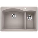 33 x 22 in. 1 Hole Composite Double Bowl Dual Mount Kitchen Sink in Concrete Grey