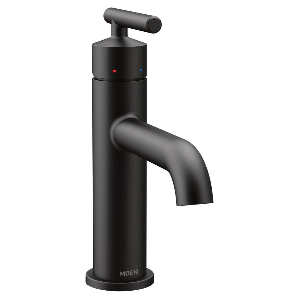 Moen Matte Black Single Handle Monoblock Bathroom Sink Faucet with Pop-Up Drain Assembly 