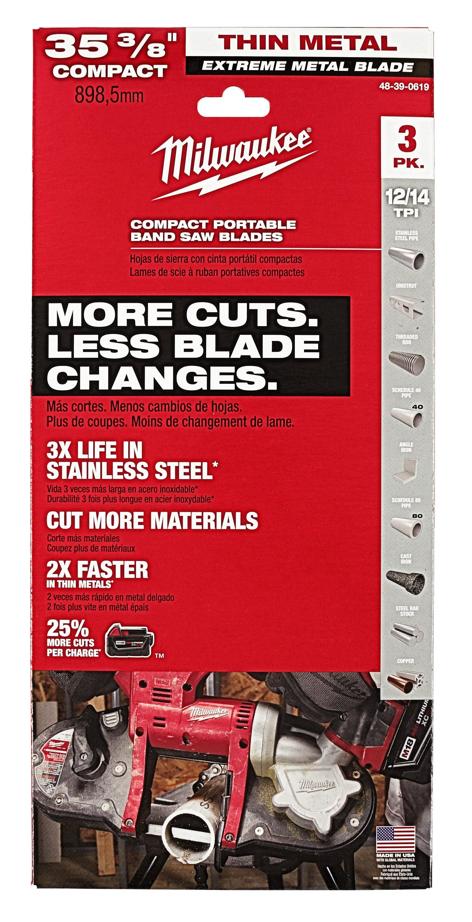 Milwaukee&reg; Silver 35-3/8 x 1/2 in. Compact Extreme Thin Metal Band Saw Blade (3 Pack) 