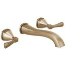 Two Handle Wall Mount Widespread Bathroom Sink Faucet in Champagne Bronze