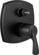 Two Handle Pressure Balancing Valve Trim with Integrated Diverter in Matte Black (Diverter Handle Sold Separately)