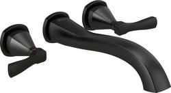Two Handle Wall Mount Tub Filler in Matte Black