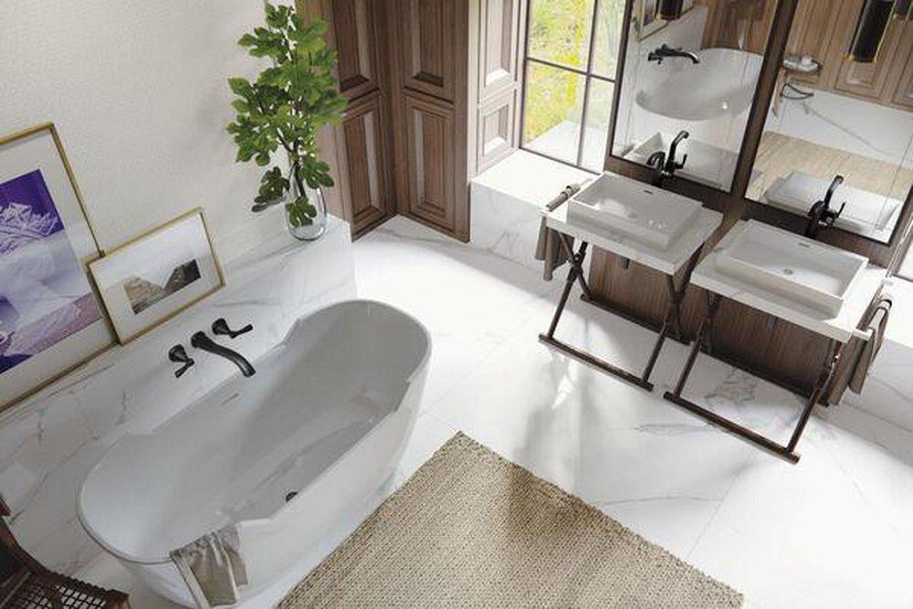 Delta Faucet Matte Black Two Handle Wall Mount Filler (Trim Only) 