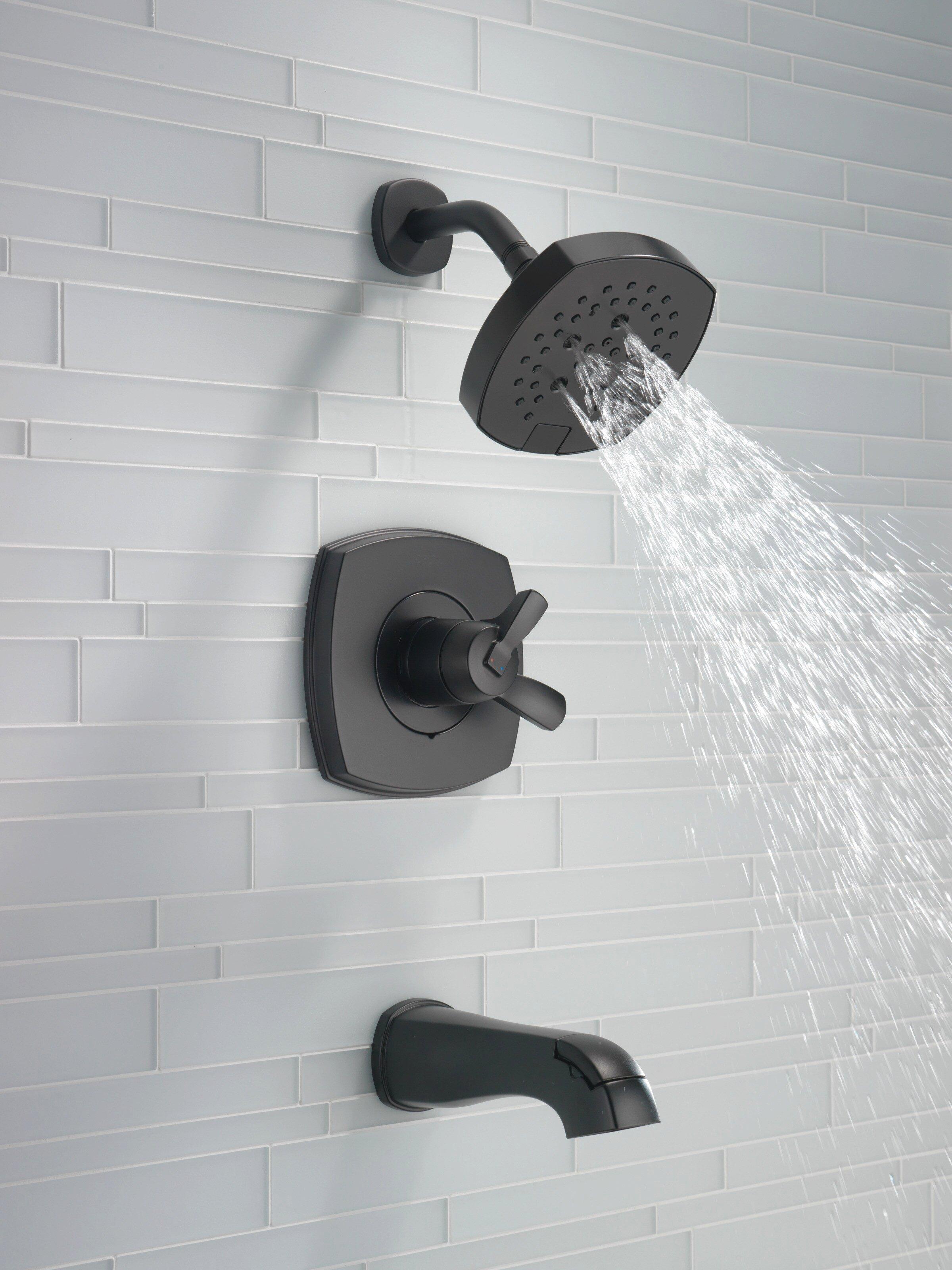 Delta Faucet Matte Black Two Handle Multi Function Bathtub & Shower Faucet (Trim Only) 