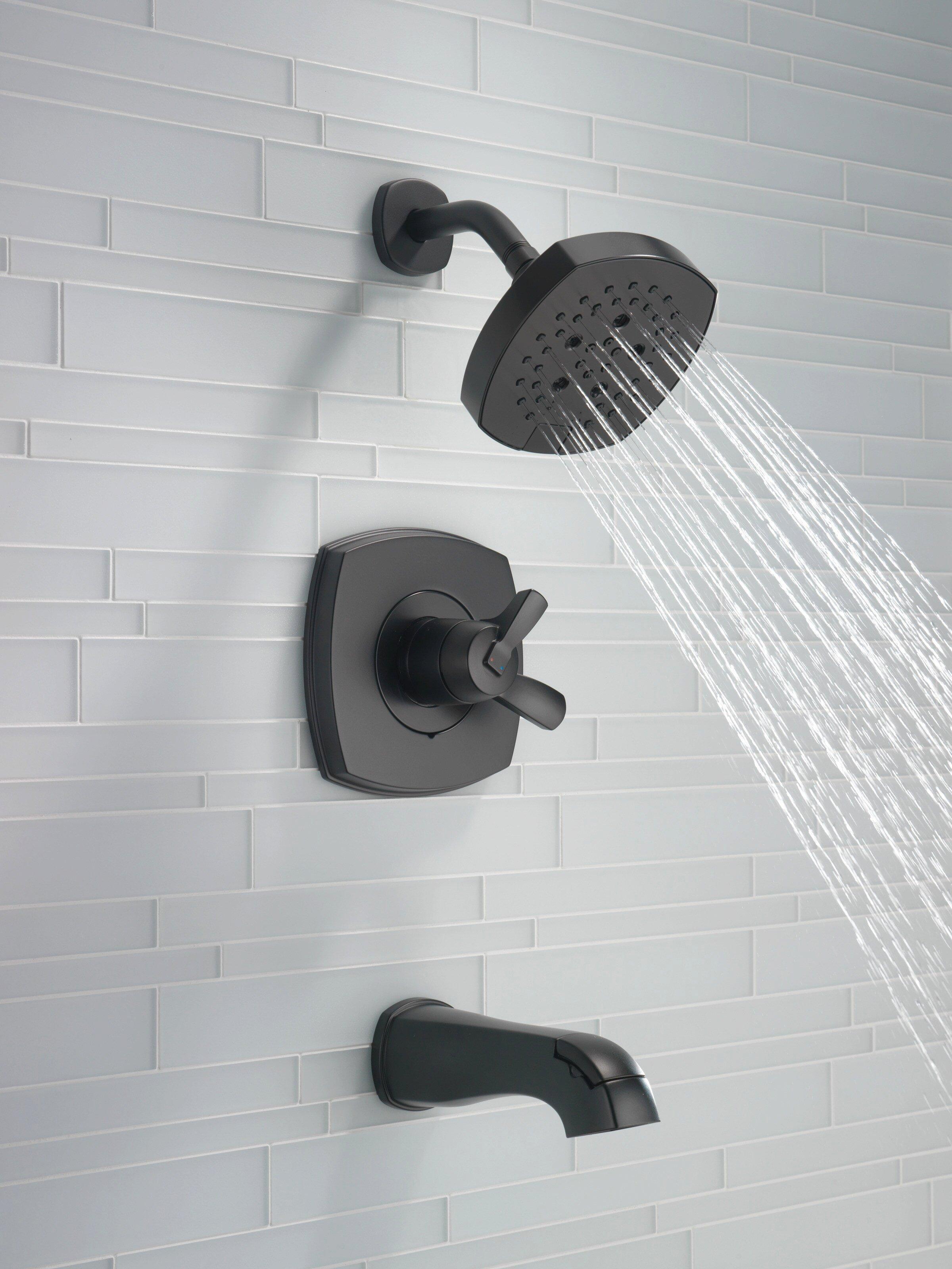 Delta Faucet Matte Black Two Handle Multi Function Bathtub & Shower Faucet (Trim Only) 
