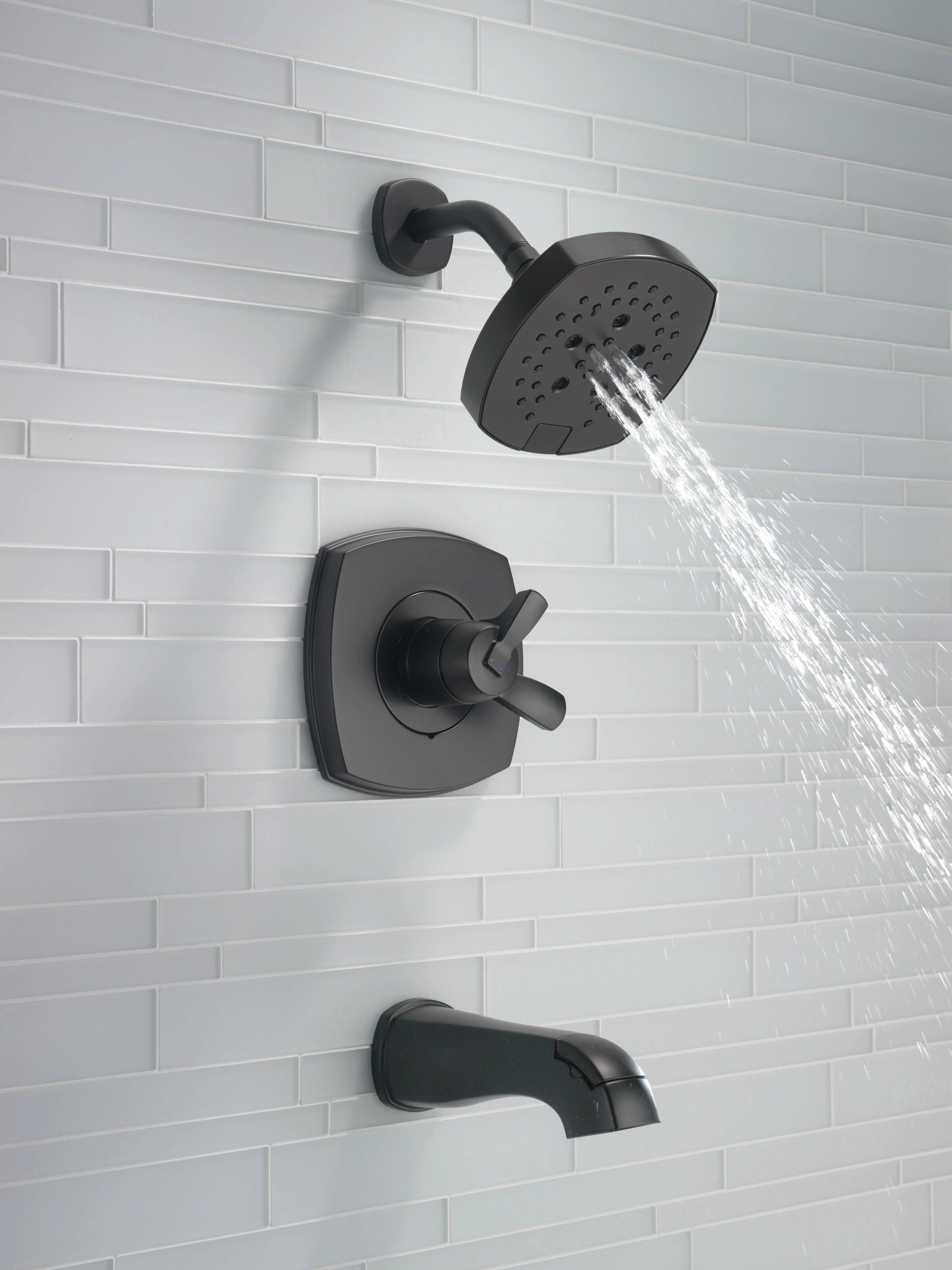 Delta Faucet Matte Black Two Handle Multi Function Bathtub & Shower Faucet (Trim Only) 